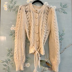 Girard Cable-Knit Drawstring Cardigan